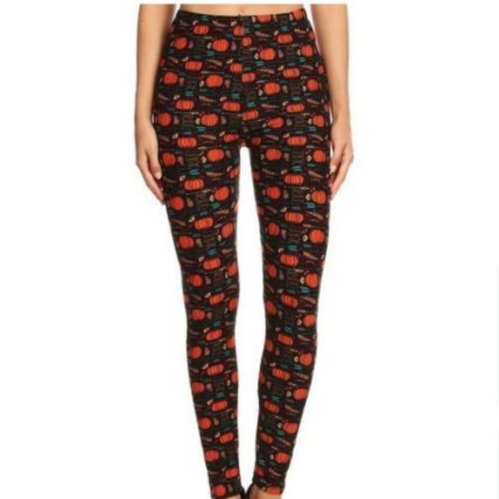 One size fits 2-10 LEGGINGS pumpkin happy thanksgiving leggings